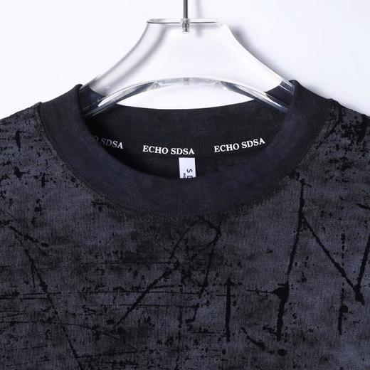 T4411SDSA夏季新款男士痞帅扎染植绒凌乱设计圆领长袖T恤亲肤百搭上衣 商品图2