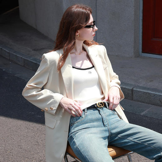 三彩2025新款复古金属扣头二层牛皮腰带配饰简约收腰皮带百搭时尚 商品图4