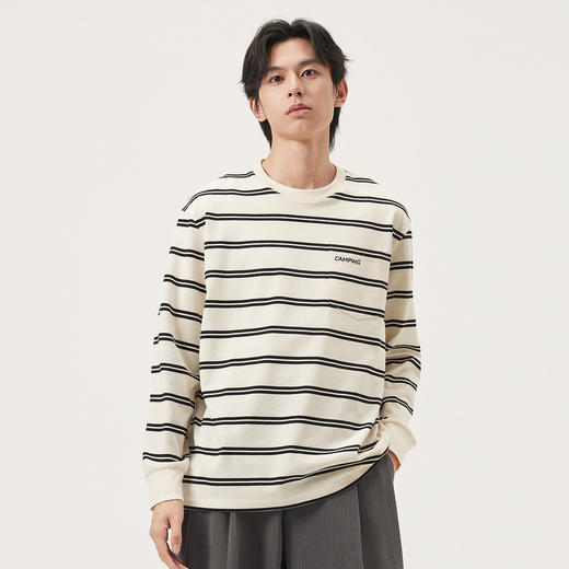 gxg.jeans男装 多色撞色条纹时尚宽松圆领长袖T恤男 25年秋热卖 商品图1