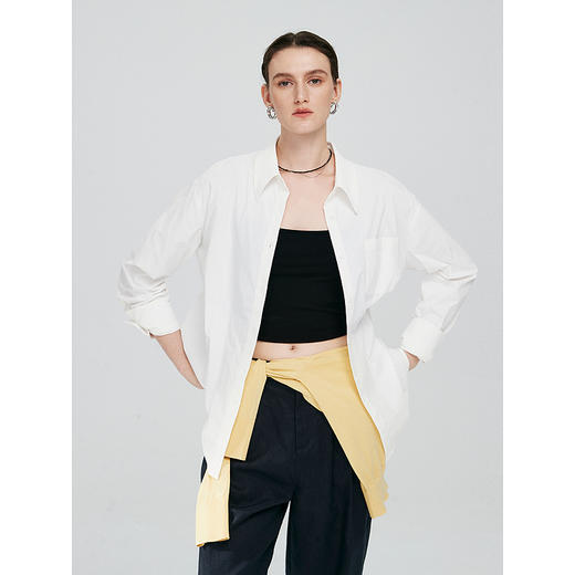 初棉浅粉色防晒长袖衬衫363604036 | 轻盈不厚重、浅粉色温柔显气质、日常通勤百搭、合身版型修饰身形、穿着自在无束缚感 商品图1