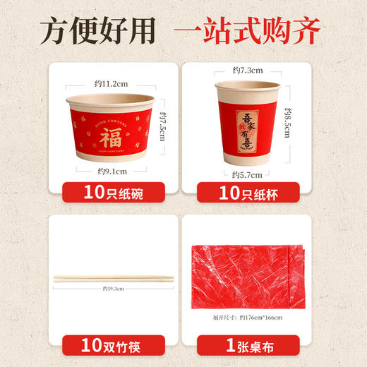 好媳妇一次性碗杯筷子桌布2025年款喜庆婚姻乔迁户外露营餐具套装10人份 商品图3