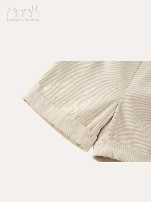 米白灯芯绒翻折边短裤 商品图4