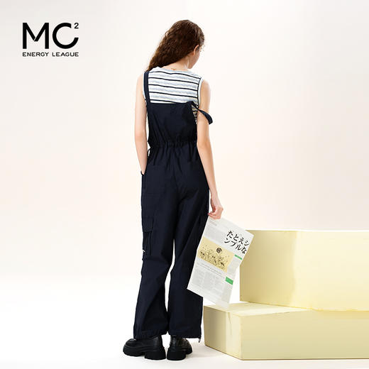 mc2无袖条纹上衣配工装背带裤套装女装夏季新款时尚好看小个子 商品图3