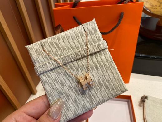 D072437时尚单品珐琅弧形H项链玫瑰金可调节链子 商品图2