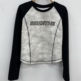 N插肩袖字母圆领长袖T恤（灰） 春季 151060120321