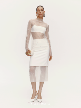 【银河闪烁】珍珠点缀透视重工纱纱上衣