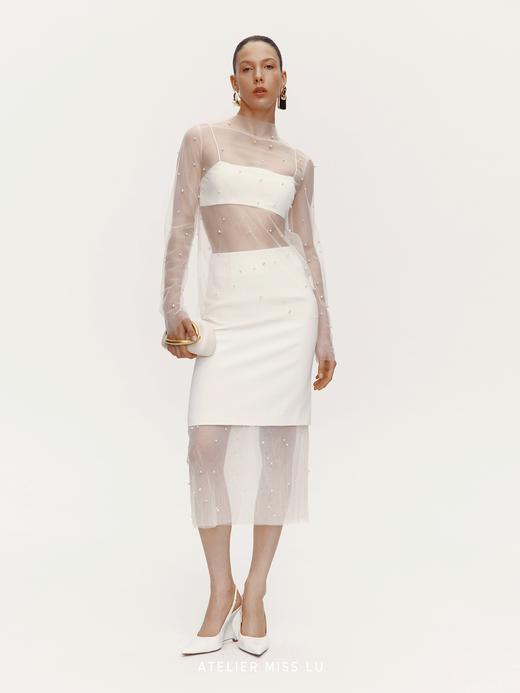 【银河闪烁】珍珠点缀透视重工纱纱上衣 商品图0