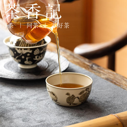 茶香记手绘褐彩三多纹杯茶杯90ml景德镇陶瓷主人杯茶室茶具品茗杯 商品图3