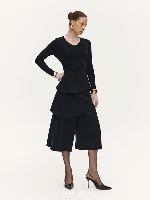 【星夜微光】珍珠点缀纱纱拼接针织上衣 商品图3