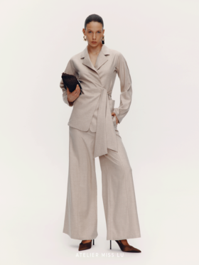 【午后前奏】老钱风绵羊毛混纺柔软阔腿西装裤