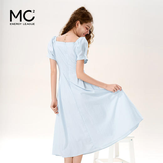 mc2V领腰部褶皱净色连衣裙女装夏季新款中长款今年流行巨好看 商品图3