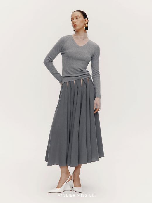 【雾都微光】珍珠点缀纱纱拼接针织上衣 商品图1