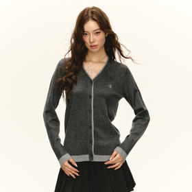 Ariseism 美式复古设计感假两件针织开衫毛衣女秋季新款上衣