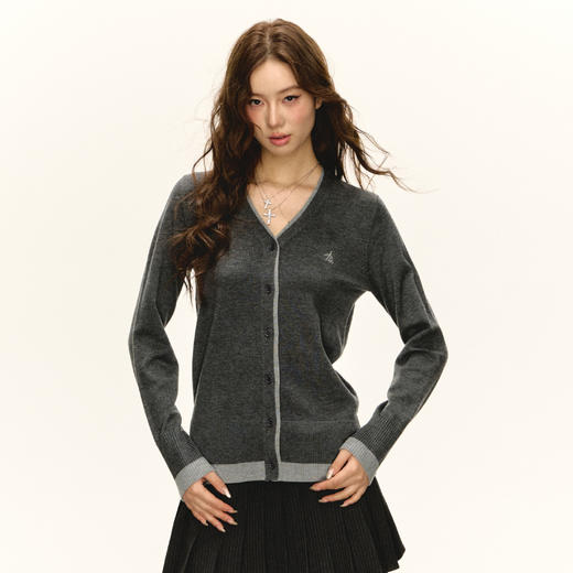 Ariseism 美式复古设计感假两件针织开衫毛衣女秋季新款上衣 商品图0