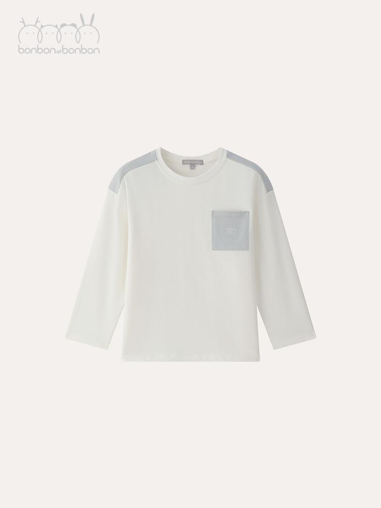 拼色针织长袖衫