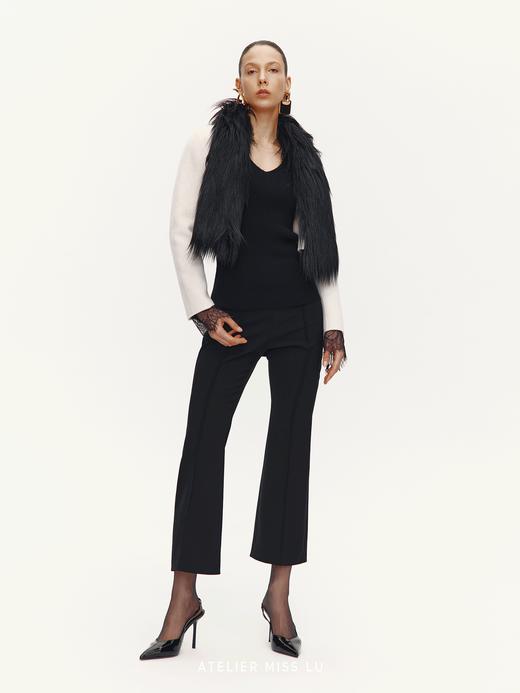 【维也纳幕帘】仿皮草拼接绵羊毛双面呢造型短外套 商品图0