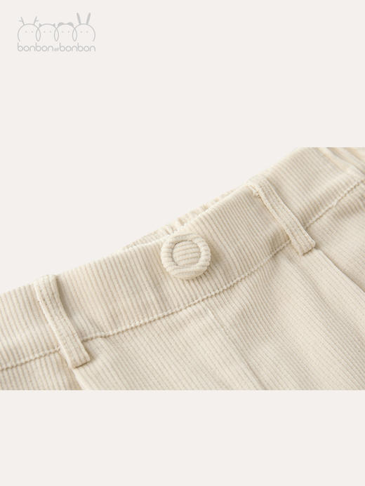 米白灯芯绒翻折边短裤 商品图3