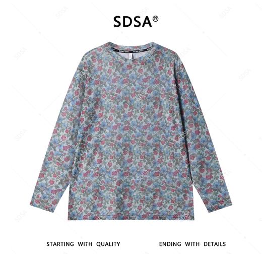 T4504SDSA秋季新款男士痞帅简约撞色植物花卉图案满印圆领长袖T恤休闲 商品图1