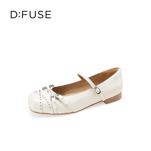 Dfuse迪芙斯2025秋季新款平底芭蕾鞋一字方头玛丽珍鞋朋克风单鞋女DFD3111031 商品图6