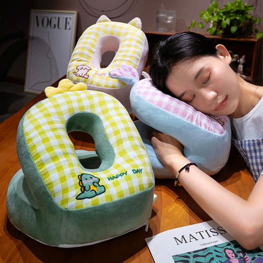 自然醒泡泡格子冰丝双面午睡枕小学生教室桌上趴睡枕午休神器睡觉枕头抱枕QYL 商品图9
