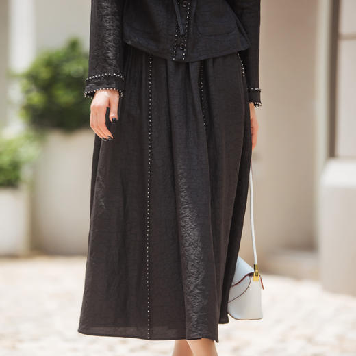 【林栖设计小店】（现货）【非遗香云纱】桑蚕丝半身裙2025秋季新款手工串珠裙子女T1953245 商品图6