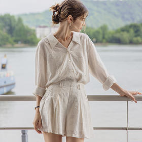 裁缝学苑AQ504翻领亚麻长袖衬衫纸样裙裤套装短裤女装样板图纸