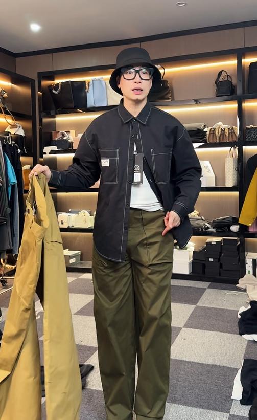 纯色宽松大口袋工装长裤 商品图3