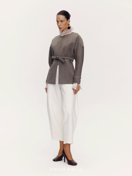 【海德堡余温】圆弧廓形袖绵羊毛造型腰带外套 商品图1