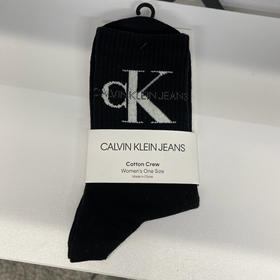 Calvin Klein Jeans/CK 女士棉混纺微弹提花LOGO舒适中筒袜1双装