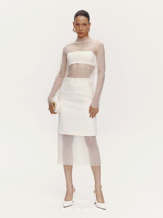 【银河闪烁】珍珠点缀透视重工纱纱上衣 商品图3