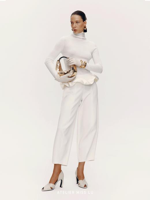 【暖日雕塑】下摆云朵环绕拼接高领针织上衣 商品图2