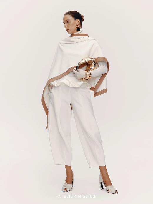 【月之女王】老钱风撞色设计绵羊毛混纺围巾 商品图3