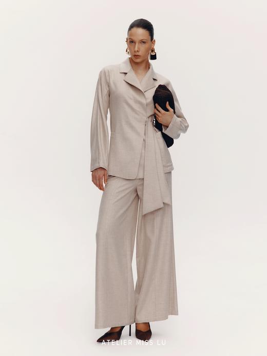 【午后前奏】老钱风绵羊毛混纺柔软阔腿西装裤 商品图2