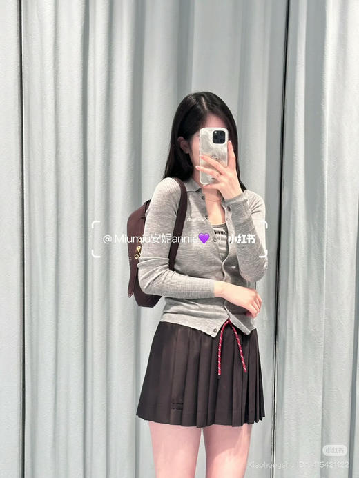 724-3 独家圆正 miu丝羊绒 坑条针织 长袖polo领开衫 修身款打底衫 防晒衫 商品图6