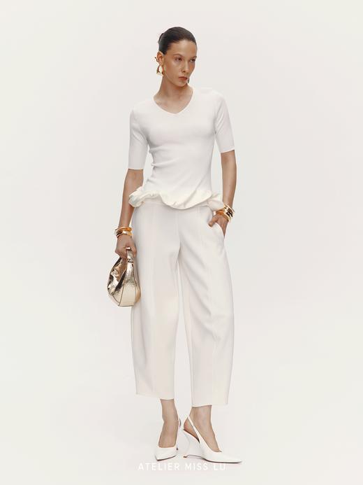 【云上芭蕾】下摆云朵环绕拼接V领针织上衣 商品图2