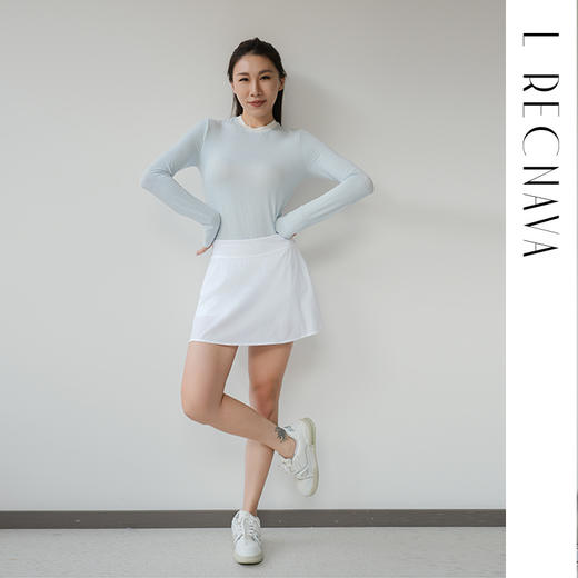 L RECNAVA 撞色领口假两件长袖 亲肤软糯 弹力不变形人棉打底衫 商品图2