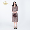 乔万尼马赛克咖啡印花100%真丝收腰显瘦连衣裙ED2E493 商品缩略图3
