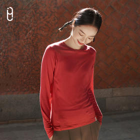 外里友好市集美利奴羊毛打底衫女套头罩衫修身显瘦圆领长袖上衣