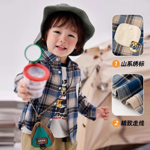 【新品】【全棉】嘟嘟家男童格子衬衫秋装女童衬衣秋季宝宝外套儿童上衣潮 商品图2