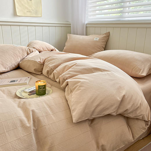 【清仓139元起】【四季可用】轻奢A类全棉华夫格提花四件套 床单款、床笠款套件 商品图1