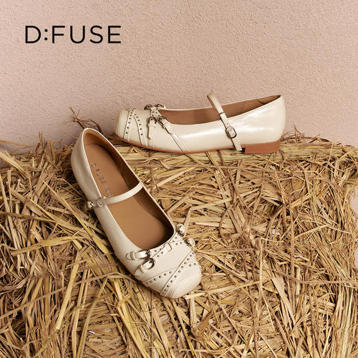 Dfuse迪芙斯2025秋季新款平底芭蕾鞋一字方头玛丽珍鞋朋克风单鞋女DFD3111031 商品图4