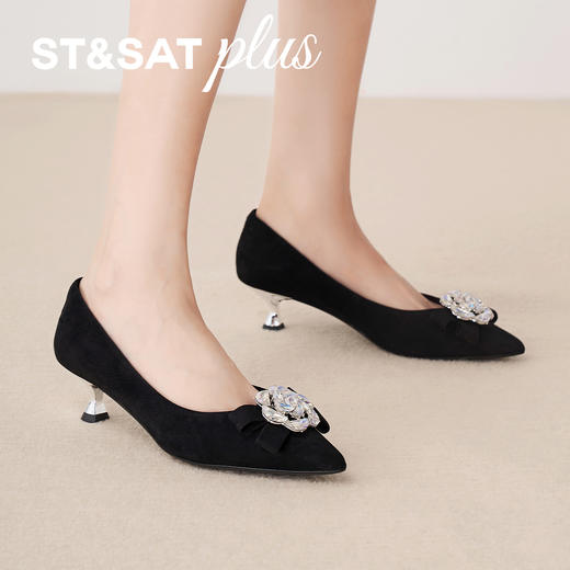 星期六晚宴山茶花钻饰低跟鞋SSD3111115 商品图0