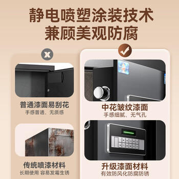 虎牌保险柜家用小型电子密码办公财务专用保险箱全钢小型文件柜床头保管柜 京毅系列 45cm 黑色 商品图3