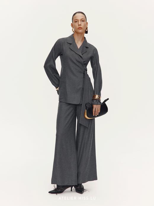 【灰调纽约诗】老钱风绵羊毛混纺柔软裹身西装外套 商品图0