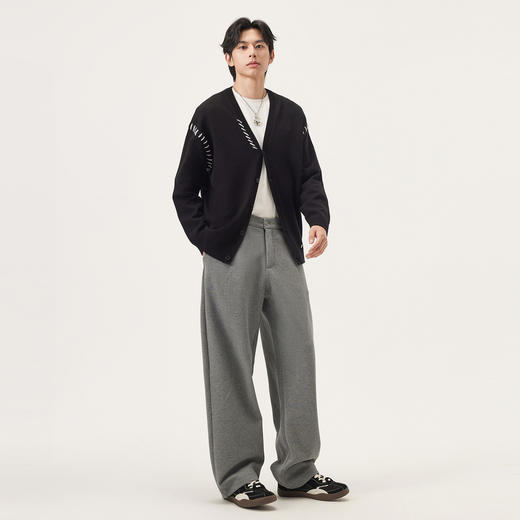 gxg.jeans男装 黑色撞色宽松休闲保暖针织衫开衫外套男25年秋热卖 商品图2