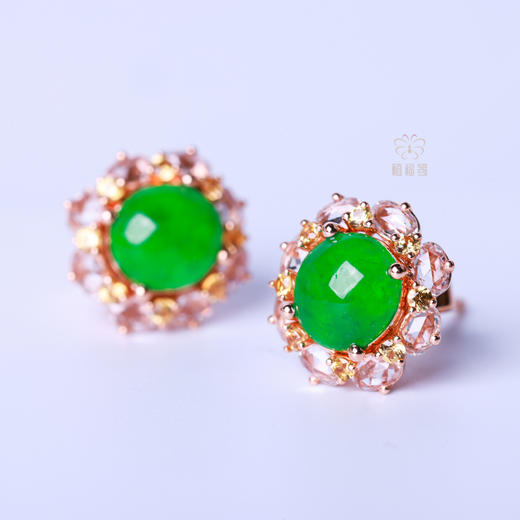 【星芒】满绿翡翠耳钉     EZ12506018 商品图2