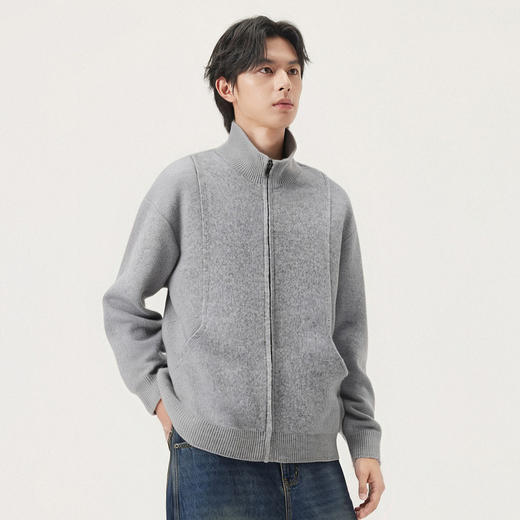 gxg.jeans男装 多色分割设计翻领开襟拉链毛衣线衫外套男25秋热卖 商品图2