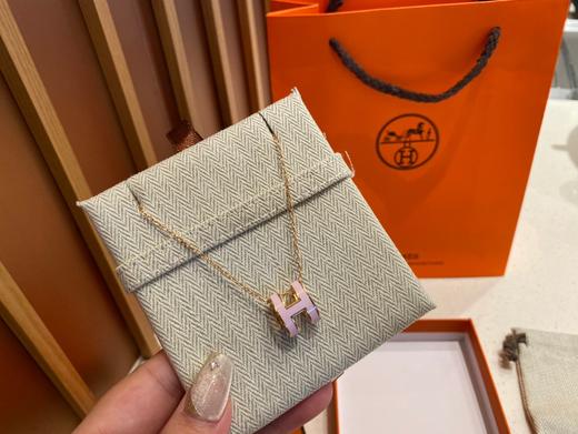 D072437时尚单品珐琅弧形H项链玫瑰金可调节链子 商品图1