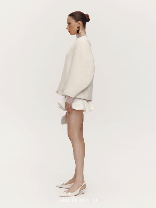 【银座融雪】几何弧形弯月袖绵羊毛混纺针织外套 商品图3