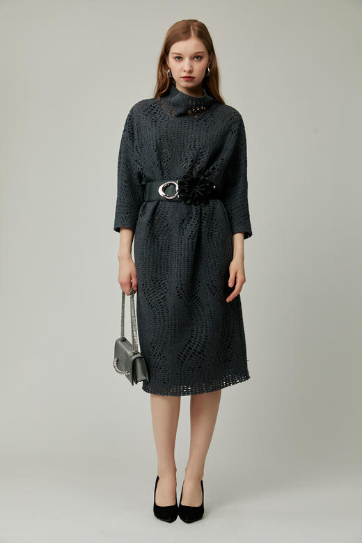 SAFICOO 时髦复古 七分袖立体裁剪工艺连衣裙 商品图0